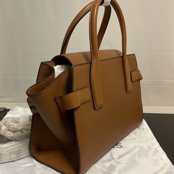 Michael Kors Carmen belted saffiano leather satchel crossbody luggage brown - Picture 9 of 11